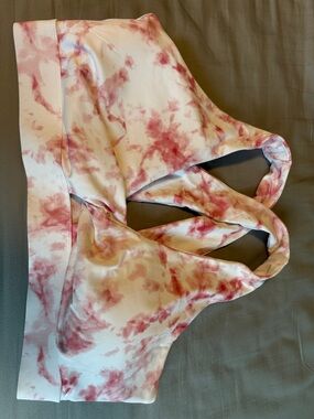 Tie-Dye Pink & White Fabletics Sports Bra